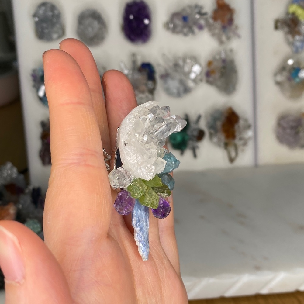 Multi-Color Crystal Cluster Statement Ring - Colo… - image 7